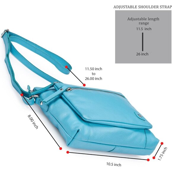 Women Air Blue Imported Leather Polyester Crossbody Sling Shoulder Crossover Bag - Picture 3 of 6